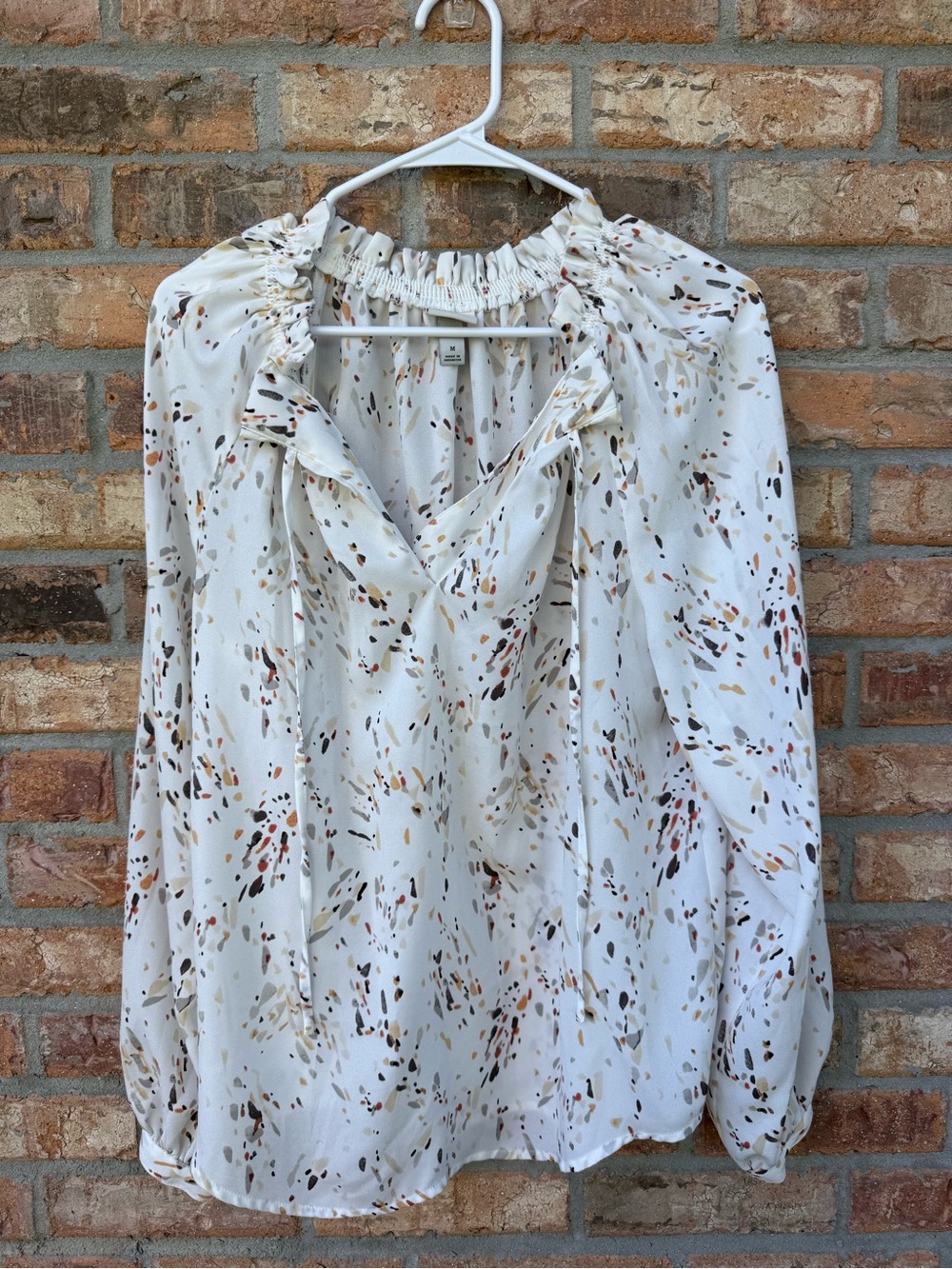 a new day White Speckled Ruffle-Neck Blouse